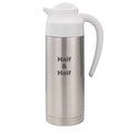 Service Ideas SteelVac Creamer, Etched Half & Half, Vacuum Insulated Carafe, Stainless Vacuum, 1 Liter S2SN100HHETWHT